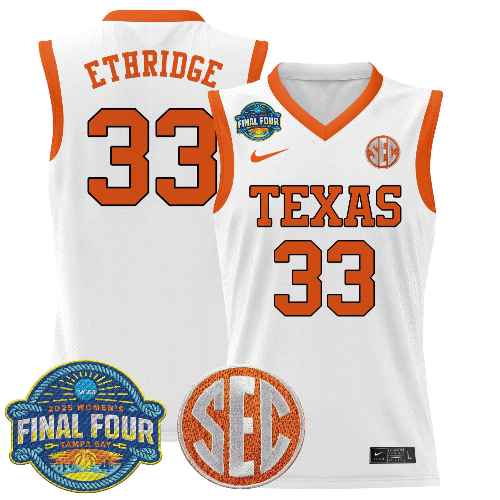 Kamie Ethridge Jersey #33 Texas Longhorns 2025 Sec Final Four Patch Basketball Stitched 3 Kamie Ethridge Jersey #33 Texas Longhorns 2025 Sec Final Four Patch Basketball Stitched - Image 3