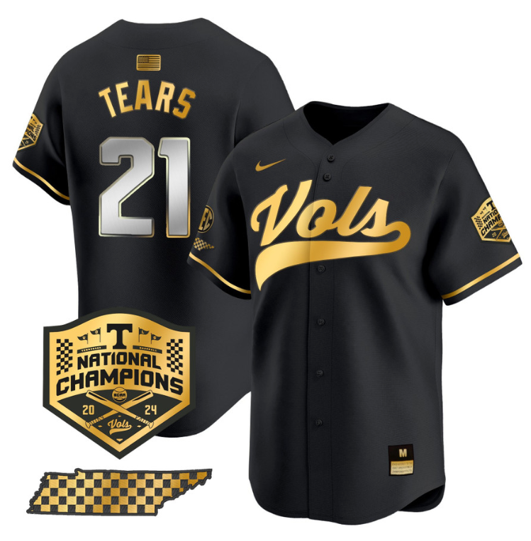 Kavares Tears Jersey #21 Tennessee Vols 2024 Champions Stitched Baseball 18 Kavares Tears Jersey #21 Tennessee Vols 2024 Champions Stitched Baseball