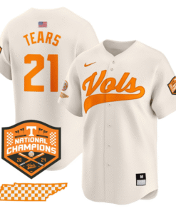 Kavares Tears Jersey 21 Tennessee Vols 2024 Champions Stitched Cream