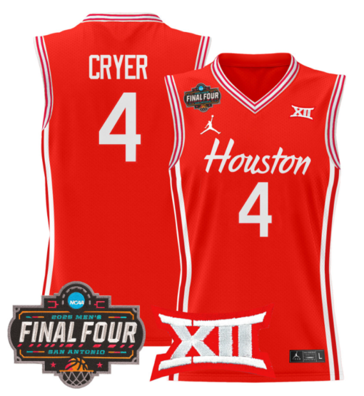 LJ Cryer Jersey #4 Houston Cougars 2025 Final Four Patch Stitched Basketball - Image 4