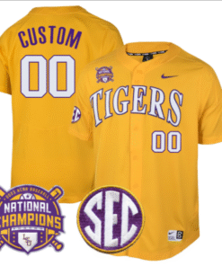 LSU Tigers College Baseball Patch Collection Stitched Jersey Gold Champions Patch