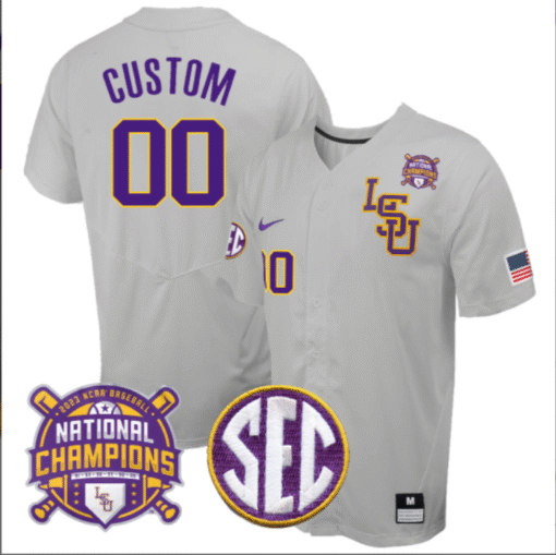 Custom LSU Tigers Jersey College Stitched Tigers Champions Patch Stitched Baseball - Image 5