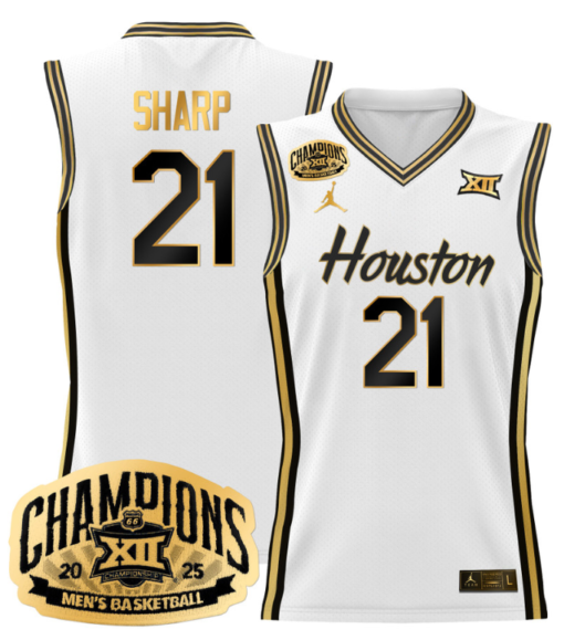 Emanuel Sharp Jersey #21 Houston Cougar 2025 Big 12 Champions Basketball All Stitched - Image 3