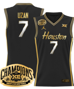 Milos Uzan Jersey #7 Houston Cougar 2025 Big 12 Champions Basketball All Stitched