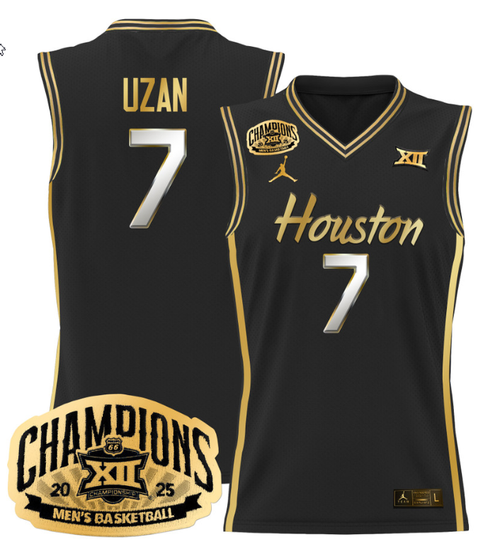 Milos Uzan Jersey #7 Houston Cougar 2025 Big 12 Champions Basketball All Stitched 16 Milos Uzan Jersey #7 Houston Cougar 2025 Big 12 Champions Basketball All Stitched