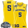 Jalen Rose Jersey #5 Michigan Wolverines 2025 Big Ten Champions Basketball All Stitched