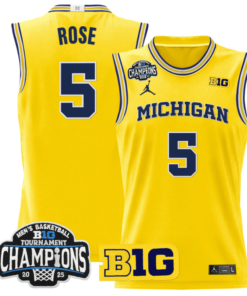 Jalen Rose Jersey #5 Michigan Wolverines 2025 Big Ten Champions Basketball All Stitched