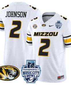 Alternative view of Marquis Johnson Jersey #2 Missouri Tigers 2024 Music City Bowl Stitched Football