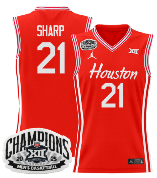 Emanuel Sharp Jersey #21 Houston Cougar 2025 Big 12 Champions Basketball All Stitched - Image 4