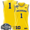 Team Jersey #1 Michigan Wolverines 2025 Big Ten Champions Basketball All Stitched