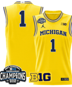 Team Jersey #1 Michigan Wolverines 2025 Big Ten Champions Basketball All Stitched