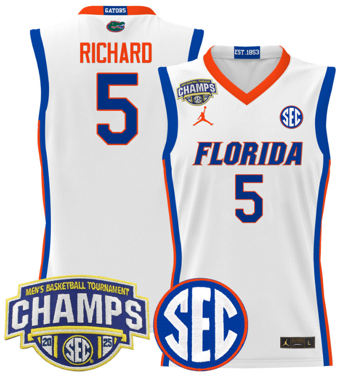 Will Richard Jersey #5 Florida Gators 2025 SEC Champions Stitched Basketball 2 Will Richard Jersey #5 Florida Gators 2025 SEC Champions Stitched Basketball - Image 2