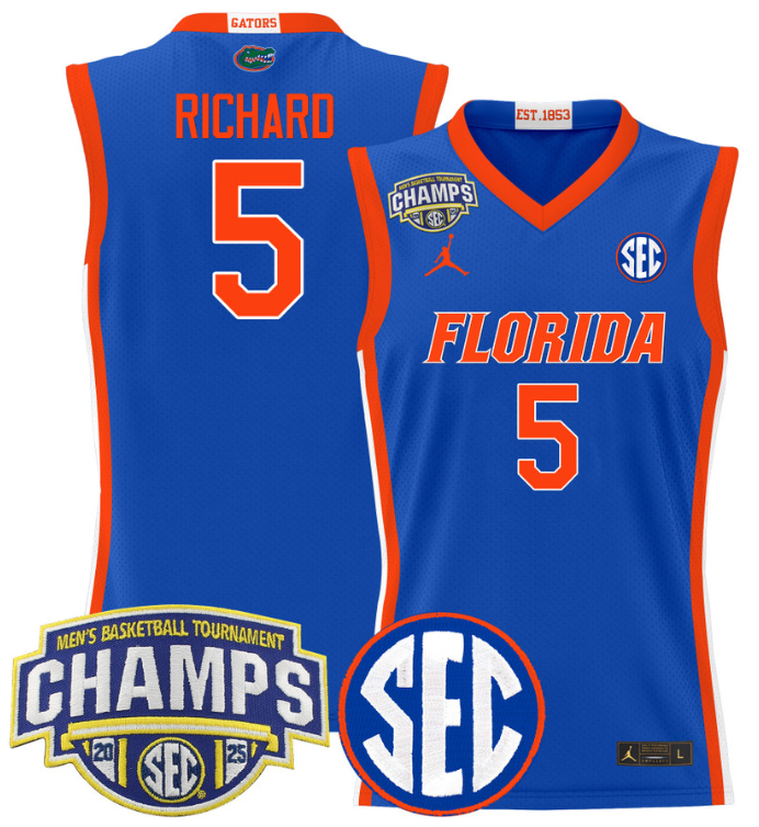 Will Richard Jersey #5 Florida Gators 2025 SEC Champions Stitched Basketball 4 Will Richard Jersey #5 Florida Gators 2025 SEC Champions Stitched Basketball - Image 4