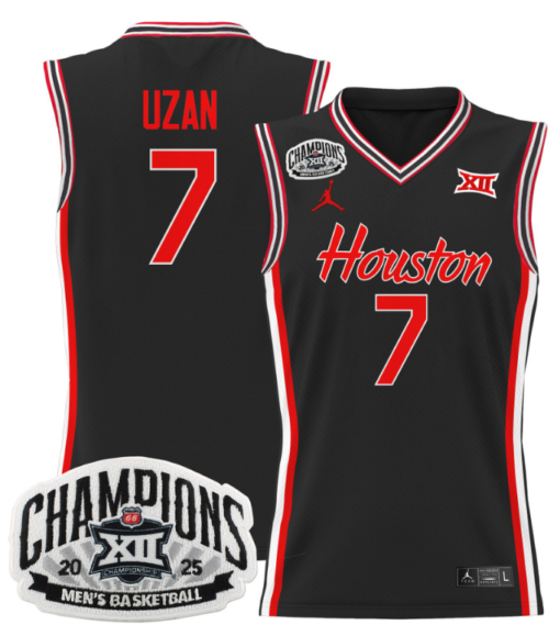 Milos Uzan Jersey #7 Houston Cougar 2025 Big 12 Champions Basketball All Stitched - Image 6
