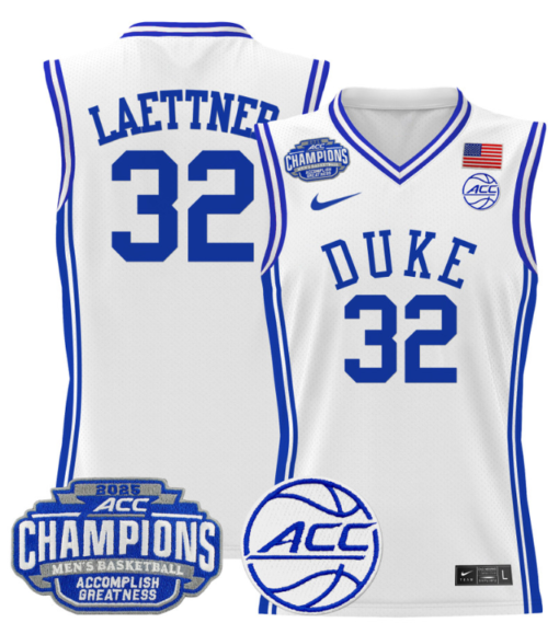 Christian Laettner Jersey #32 Duke Blue Devils 2025 ACC Champions Basketball All Stitched - Image 2