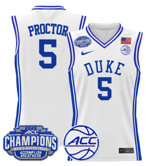 Tyrese Proctor Jersey #5 Duke Blue Devils 2025 ACC Champions Basketball All Stitched - Image 2