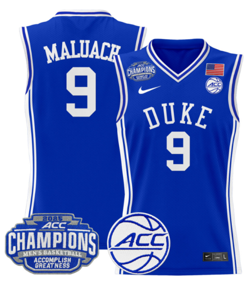 Khaman Maluach Jersey #9 Duke Blue Devils 2025 ACC Champions Basketball All Stitched - Image 3
