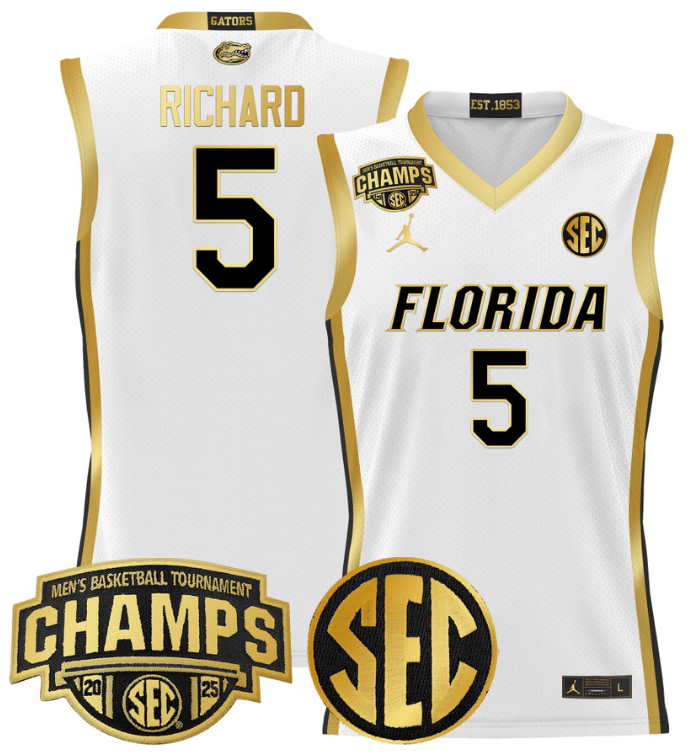 Will Richard Jersey #5 Florida Gators 2025 SEC Champions Stitched Basketball 3 Will Richard Jersey #5 Florida Gators 2025 SEC Champions Stitched Basketball - Image 3