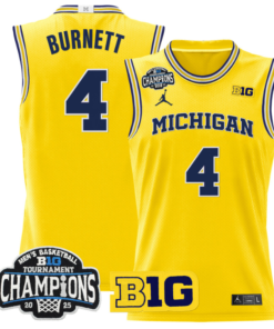 Nimari Burnett Jersey #4 Michigan Wolverines 2025 Big Ten Champions Basketball All Stitched
