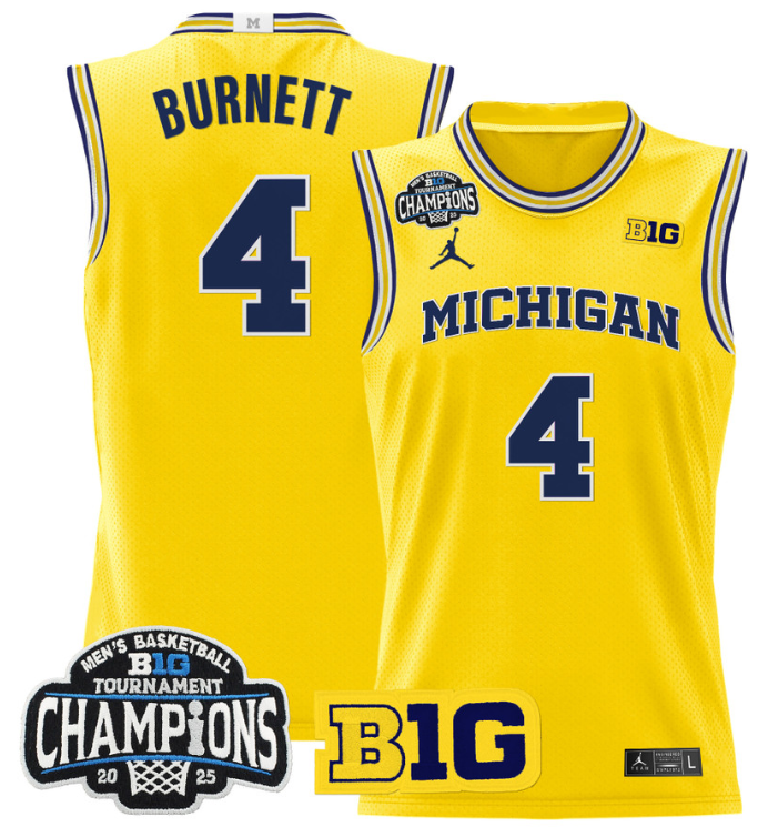Nimari Burnett Jersey #4 Michigan Wolverines 2025 Big Ten Champions Basketball All Stitched 10 Nimari Burnett Jersey #4 Michigan Wolverines 2025 Big Ten Champions Basketball All Stitched