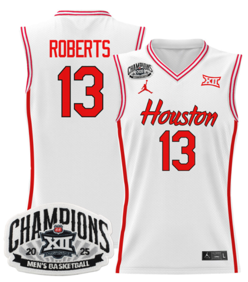 JWan Roberts Jersey #13 Houston Cougar 2025 Big 12 Champions Basketball All Stitched - Image 2