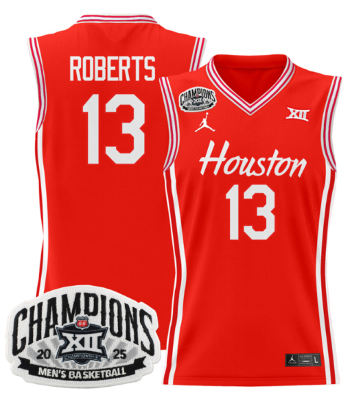 JWan Roberts Jersey #13 Houston Cougar 2025 Big 12 Champions Basketball All Stitched - Image 4