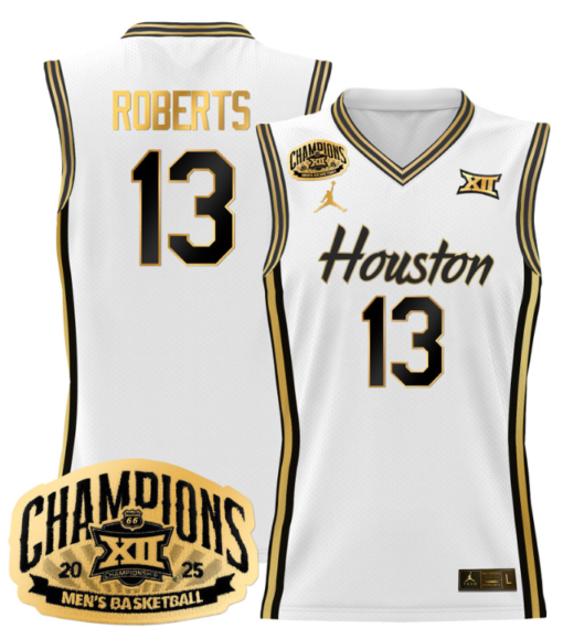 JWan Roberts Jersey #13 Houston Cougar 2025 Big 12 Champions Basketball All Stitched - Image 3
