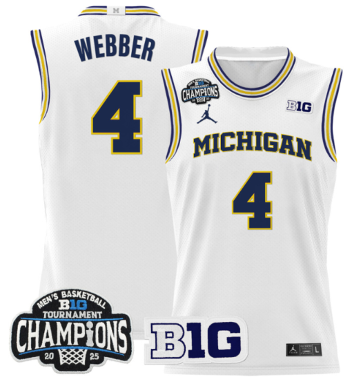 Chris Webber Jersey #4 Michigan Wolverines 2025 Big Ten Champions Basketball All Stitched - Image 2