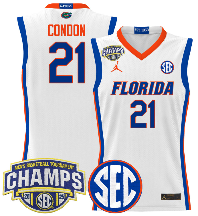 Alex Condon Jersey #21 Florida Gators 2025 SEC Champions Stitched Basketball 2 Alex Condon Jersey #21 Florida Gators 2025 SEC Champions Stitched Basketball - Image 2