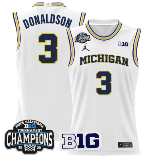Tre Donaldson Jersey #3 Michigan Wolverines 2025 Big Ten Champions Basketball All Stitched - Image 2