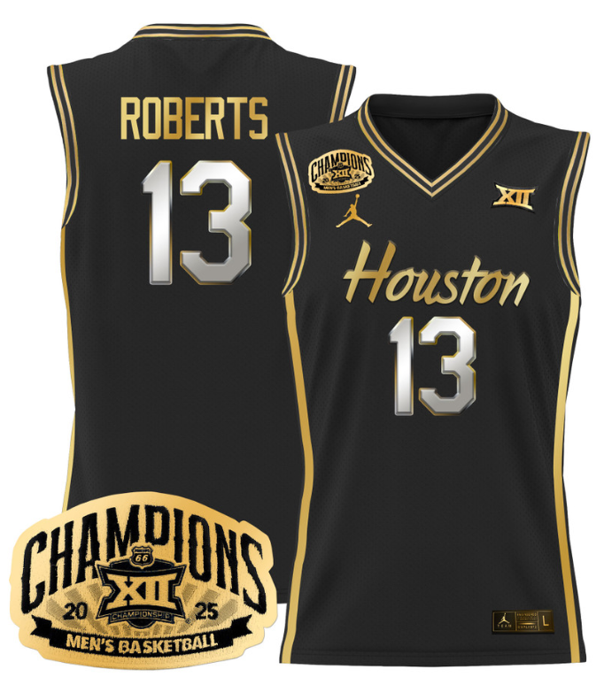 JWan Roberts Jersey #13 Houston Cougar 2025 Big 12 Champions Basketball All Stitched 16 JWan Roberts Jersey #13 Houston Cougar 2025 Big 12 Champions Basketball All Stitched