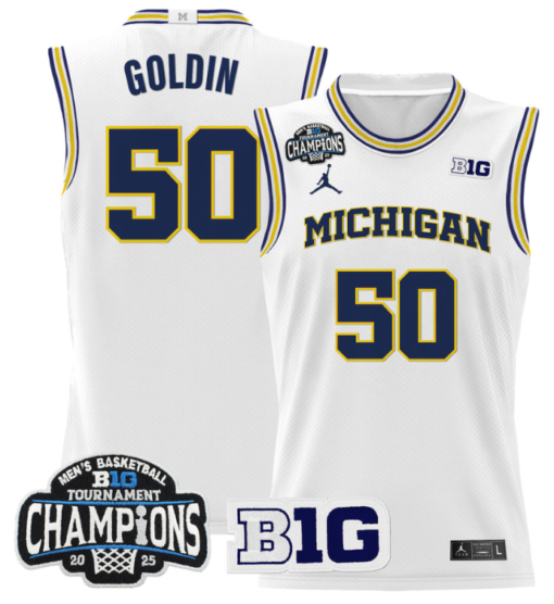 Vladislav Goldin Jersey #50 Michigan Wolverines 2025 Big Ten Champions Basketball All Stitched - Image 2