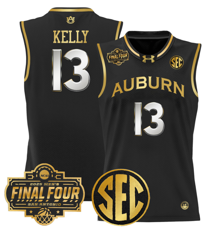 Miles Kelly Jersey #13 Auburn Tigers 2025 Final Four Patch Stitched Basketball 14 Miles Kelly Jersey #13 Auburn Tigers 2025 Final Four Patch Stitched Basketball