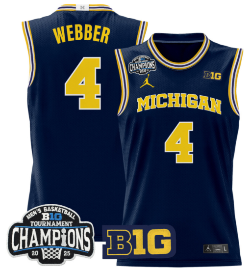 Chris Webber Jersey #4 Michigan Wolverines 2025 Big Ten Champions Basketball All Stitched - Image 3