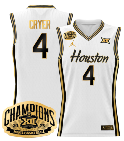 LJ Cryer Jersey #4 Houston Cougar 2025 Big 12 Champions Basketball All Stitched - Image 6