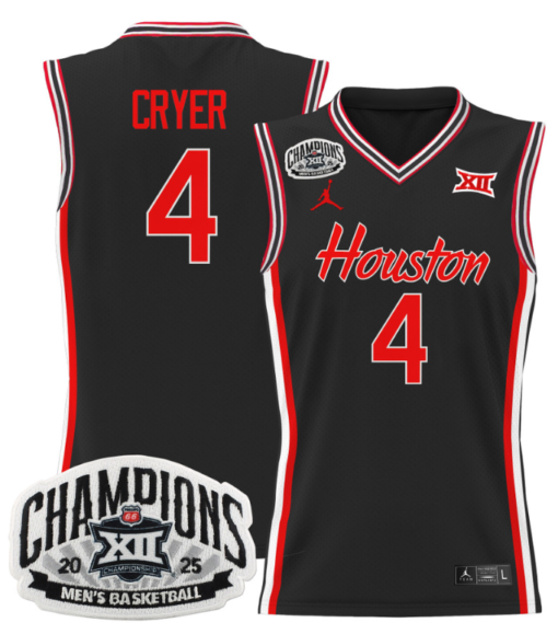 LJ Cryer Jersey #4 Houston Cougar 2025 Big 12 Champions Basketball All Stitched - Image 5