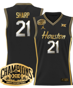 Emanuel Sharp Jersey #21 Houston Cougar 2025 Big 12 Champions Basketball All Stitched
