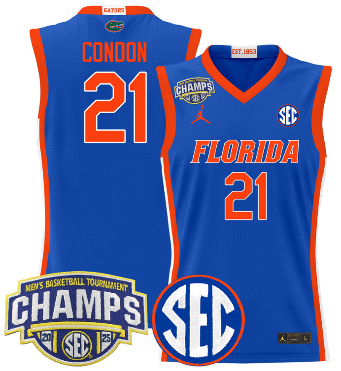 Alex Condon Jersey #21 Florida Gators 2025 SEC Champions Stitched Basketball 4 Alex Condon Jersey #21 Florida Gators 2025 SEC Champions Stitched Basketball - Image 4