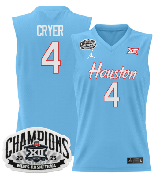 LJ Cryer Jersey #4 Houston Cougar 2025 Big 12 Champions Basketball All Stitched - Image 4