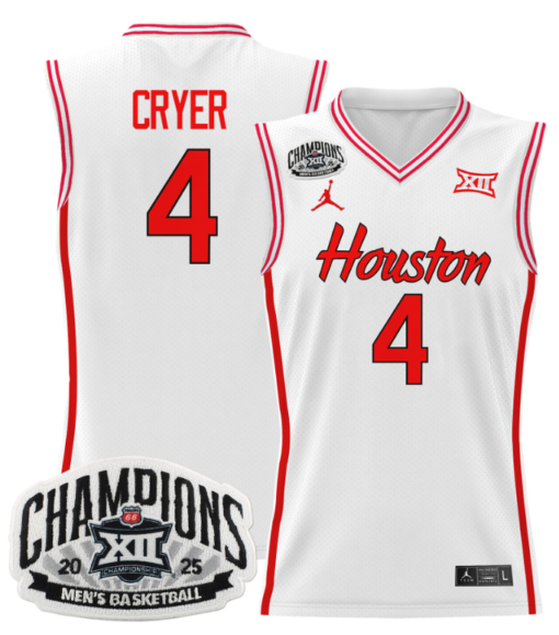 LJ Cryer Jersey #4 Houston Cougar 2025 Big 12 Champions Basketball All Stitched - Image 2