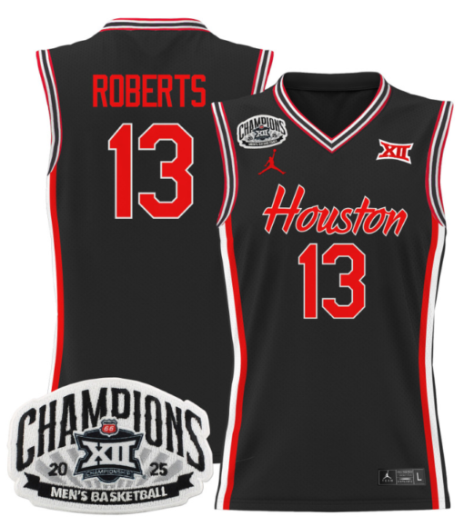 JWan Roberts Jersey #13 Houston Cougar 2025 Big 12 Champions Basketball All Stitched - Image 6