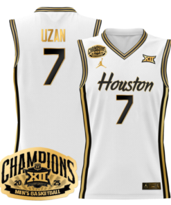 Alternative view of Milos Uzan Jersey #7 Houston Cougar 2025 Big 12 Champions Basketball All Stitched