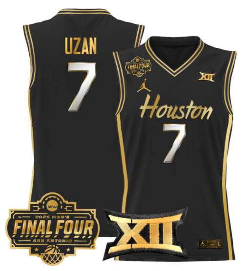 Milos Uzan Jersey #7 Houston Cougars 2025 Final Four Patch Basketball Stitched