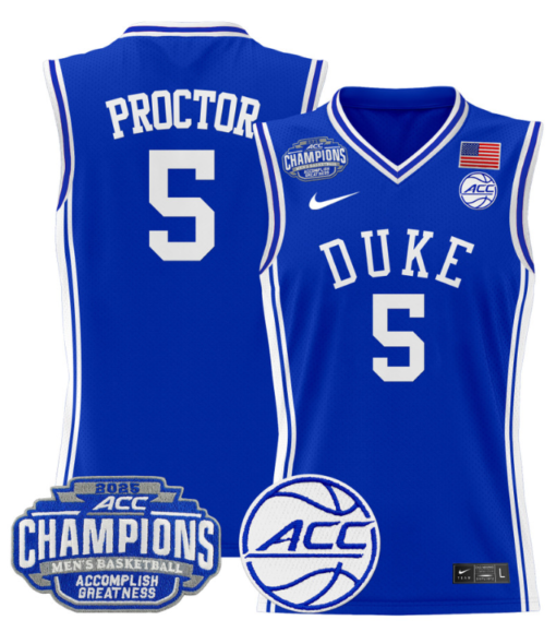 Tyrese Proctor Jersey #5 Duke Blue Devils 2025 ACC Champions Basketball All Stitched - Image 3