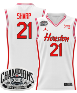 Alternative view of Emanuel Sharp Jersey #21 Houston Cougar 2025 Big 12 Champions Basketball All Stitched