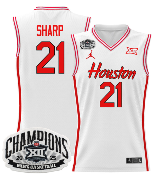 Emanuel Sharp Jersey #21 Houston Cougar 2025 Big 12 Champions Basketball All Stitched - Image 2