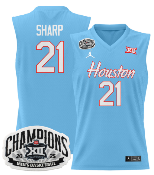 Emanuel Sharp Jersey #21 Houston Cougar 2025 Big 12 Champions Basketball All Stitched - Image 5
