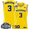 Tre Donaldson Jersey #3 Michigan Wolverines 2025 Big Ten Champions Basketball All Stitched