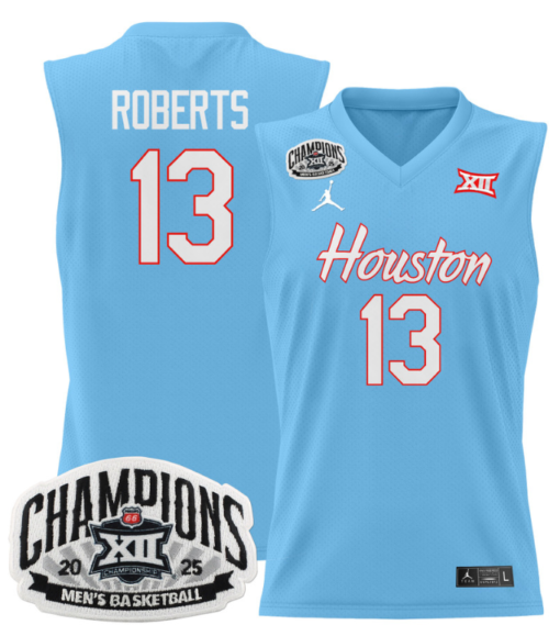 JWan Roberts Jersey #13 Houston Cougar 2025 Big 12 Champions Basketball All Stitched - Image 5