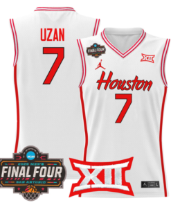 Alternative view of Milos Uzan Jersey #7 Houston Cougars 2025 Final Four Patch Basketball Stitched